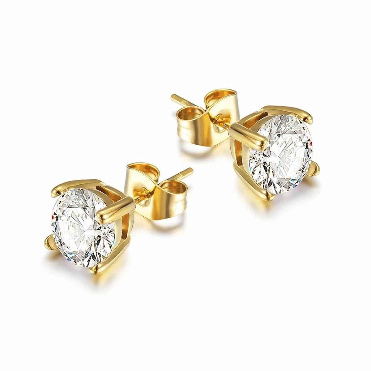 Women s Earrings Gold Zirconia White 24 Carat Gold Plated Watertight O3414D