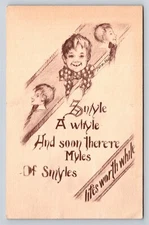 Tom Yad Artist Signed Postcard Smile a While Soon There Will Be Miles of Smiles