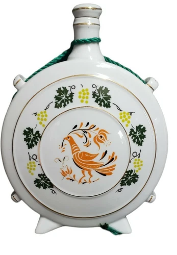 Vintage Rare Hollohaza Hungary Fine Porcelain Decanter Flask with Stopper