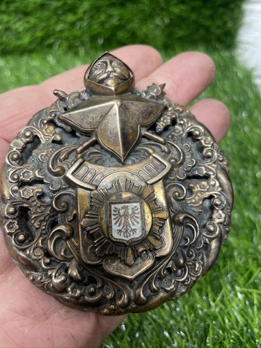 Freimaurerritter antike Bronze heraldische Brosche Medaillon 3" AA - Bild 3 von 11