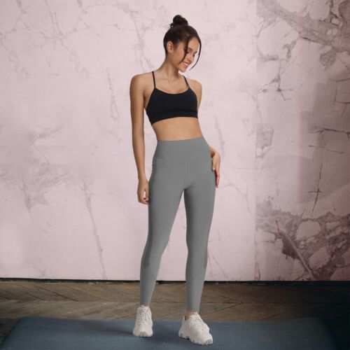 Women Mesh Panel Leggings For Workout Tummy control High Waist With Pockets - Picture 43 of 44