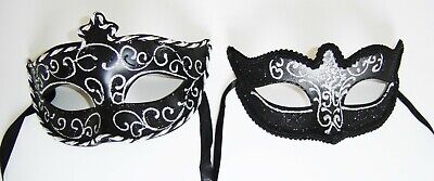 FANCY DRESS LADIES GENTS HEN & STAG PARTY HIS & HERS BLACK & SILVER EYE MASK NEW FANCY DRESS LADIES GENTS HEN & STAG PARTY HIS & HERS BLACK & SILVER EYE MASK NEW