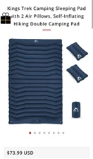 KINGS TREK Camping Sleeping Pad with 2 Air Pillows & Foot Pump