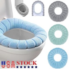 Bathroom Toilet Seat Cover Soft Plush Washable Winter Warmer Mat Pad Cushion USA