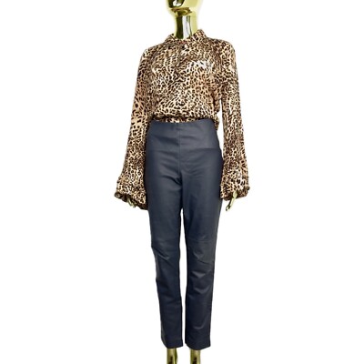 Fendi Leather Bi-Colour Pants Trousers Ankle Zip Size 42