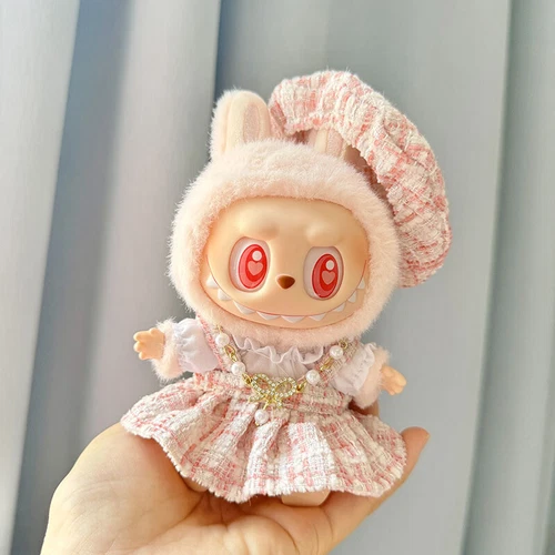 POP MART Labubu The Monsters Plüschpuppe Mode kariertes Kleid + Hutanzug keine Puppen - Bild 5 von 8