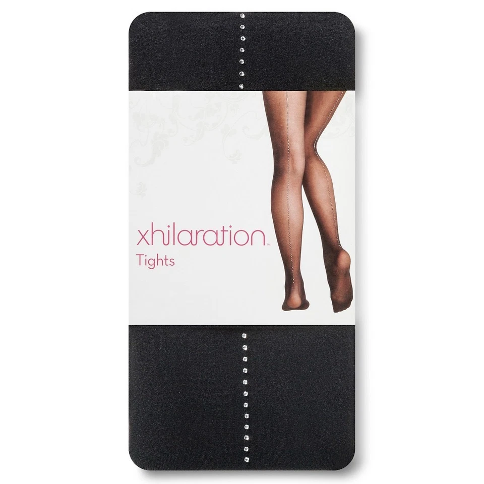 Nuevas Medias Burlesque Pinup Xhilaration Negras con Estrás Costura Trasera M/L Foto 2 de 4