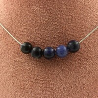 Halskette 5 Perlen Sodalith 8 Mm Edelstahlkette Halskette Frauen, MäNner
