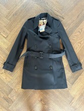 Ladies Burberry Trench Coat Short Length Black Uk 2 Bnwt