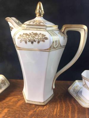 『発見うー特価』　Noritake 『Posy』　1948年　スープチュリン Vintage Noritake Teapot Chocolate Pot Set 6 Cups Saucers Gold