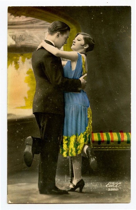 1920s Glamor Glamour LOVERS ROMANCE Deco Dancing Dance French photo postcard
