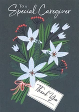 Bouquet of White and Red Flowers Adult Caregiver Christmas Card