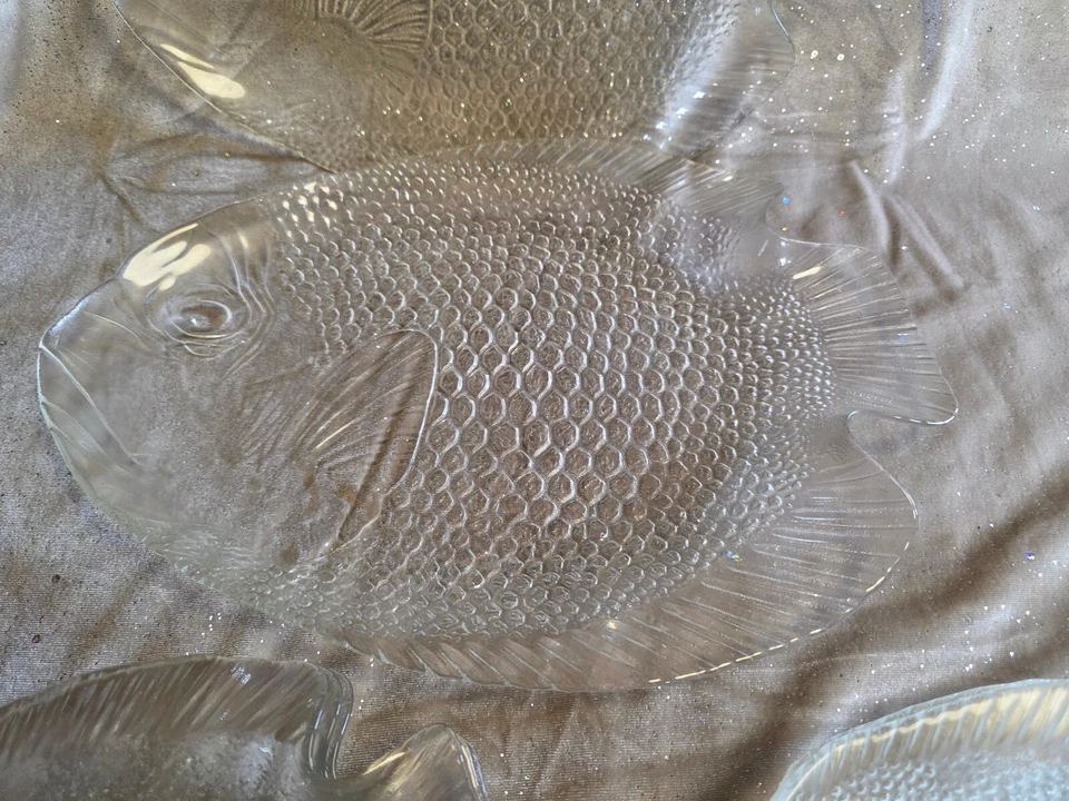 8 tlg. ARCOROC France Glas Fischteller Fischplatte Fisch Teller Platte Platten - Bild 3 von 4