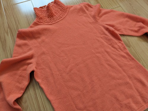 Salmon Pink Orange So Soft 100% Cashmere Turtleneck Mock High Neck Sweater M S - Picture 3 of 15