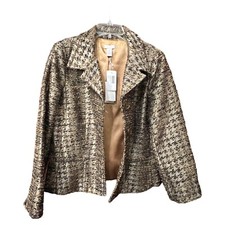 Chicos Size 1 Glimmering Houndstooth Fineprint Jacket In Brindle NWT B