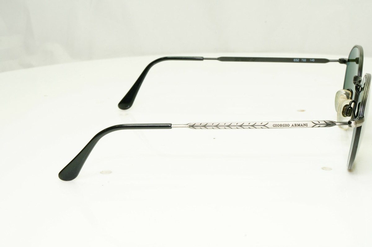 Giorgio Armani 1997 Vintage Sunglasses Gunmetal Glass Lens Round