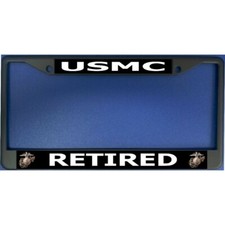 usmc marine corps retired military insignia chrome license plate frame usa made