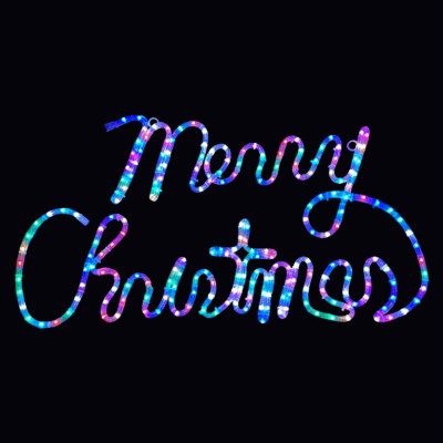 RGB Color Changing LED Rope Light Merry Christmas Motif With Multi-Function Cont