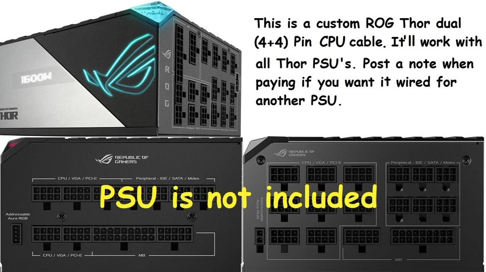 🔥 30" Kareon Custom 8-Pin to (4+4) Pin ATX Motherboard CPU Power Supply Cable - Image 2 of 4