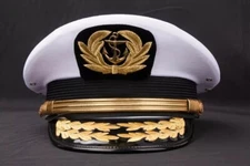 Navy Captain Hat Sailor Gorros White Officer Cap Seaman Yacht Ship All Size