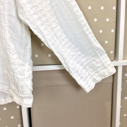 Grizas Linen Jacket Blazer Medium White Oversized Textured Top Pockets Lagenlook - Picture 13 of 18