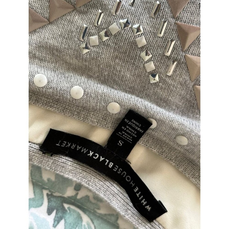 White House Black Market Size Small Grey and White Beaded Sweater eBay