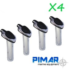 4 X PORTACANNE INCASSO INOX PER BARCA INCLINATO TAPPO NERO - 4 PEZZI