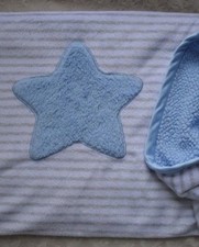 Just Born Blue Star Baby Blanket Gray White Stripes Security Lovey Sherpa
