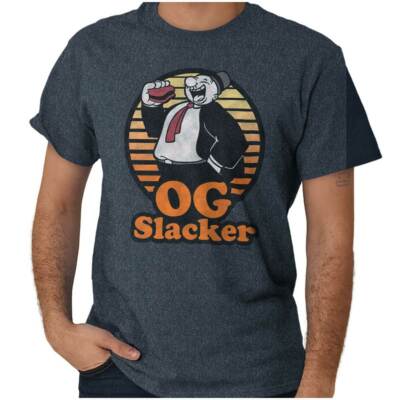 Funny Lazy Slacker Gym Workout Cartoon Wimpy Womens or Mens Crewneck T Shirt Tee