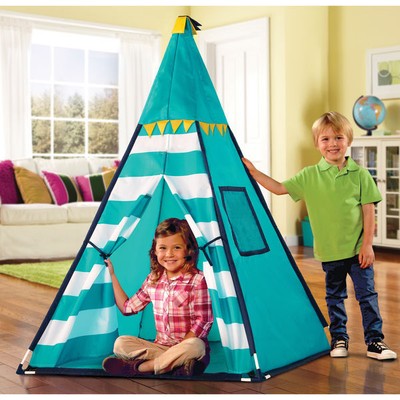 Get Rabate Teepees For Kids Tent Indoor Outdoor Play Discovery Fort Hut Turquoise Blue Best