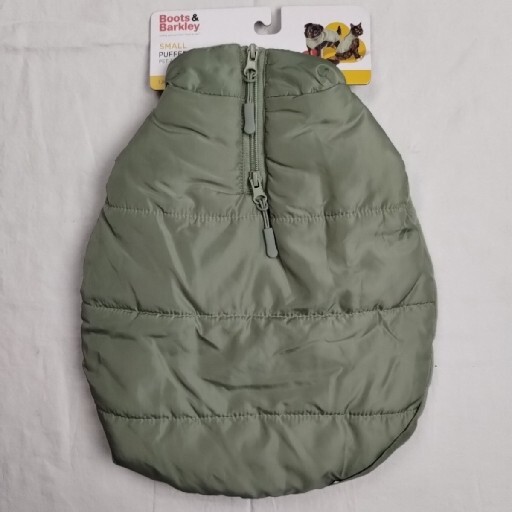 Boots & Barkley Dog Puffer Jacket w/ Buckle Green Size Small Up to 20