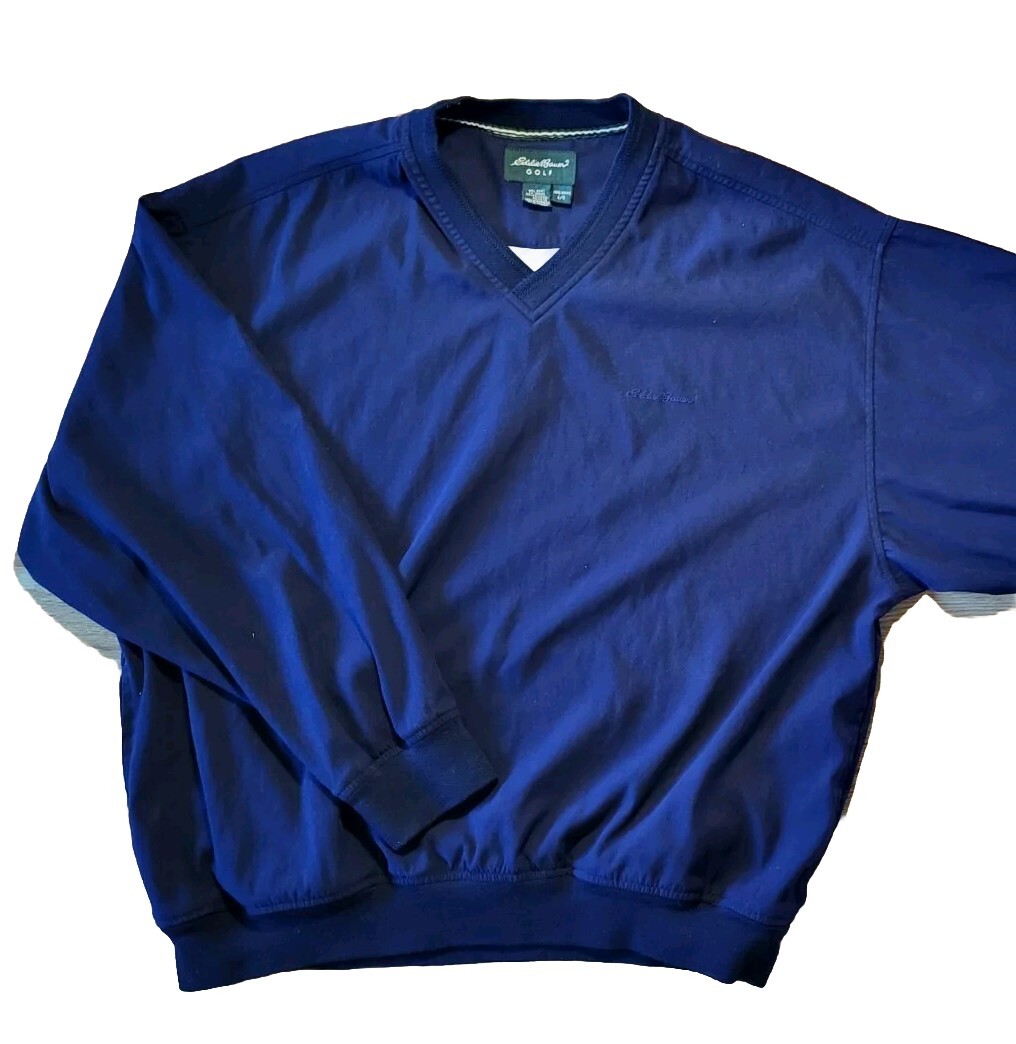 Eddie Bauer Golf Mens Size Large Windbreaker V Neck Pullover Navy