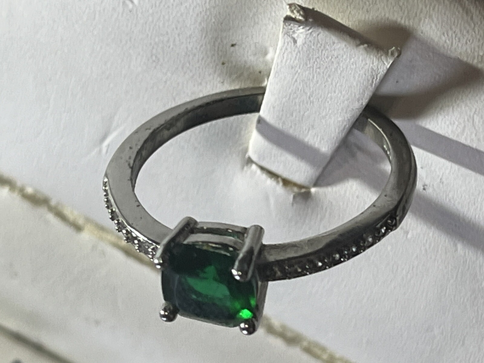 Created Emerald Ring Solid Sterling Silver 925 Si… - image 3