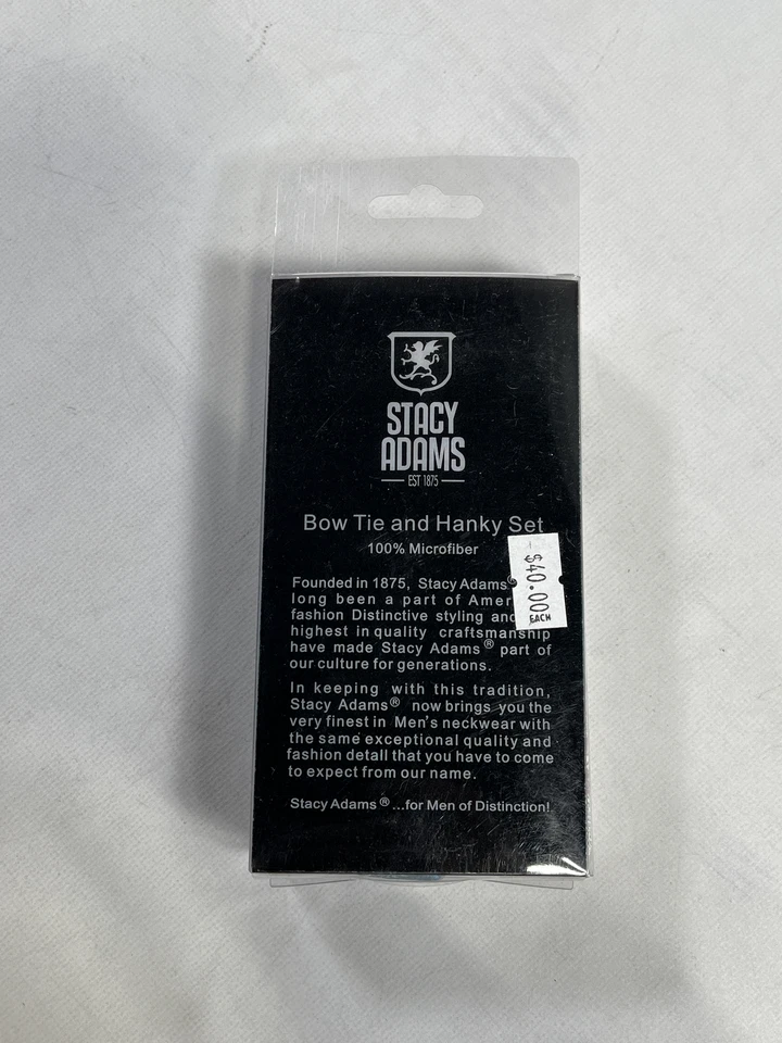 Mens Stacy Adams Blue And Purple Microfiber Bow Tie And Hanky Set NEW - Image 2 of 3