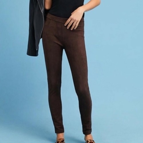 Anthropologie Faux Suede Brown Leggings 