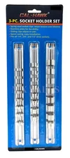 3-PC SHORT SOCKET HOLDER SET 1/4" , 3/8" , 1/2" Dr. Socket Holders New