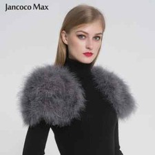 Elegant Boleros Women Genuine Ostrich Feather Fur Shawl Shrugs Wedding Shawl