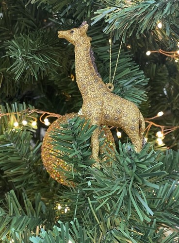 Luxury Gisela Graham Gold Glitter Giraffe Christmas Decoration - Picture 9 of 14