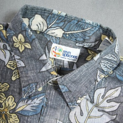 90s Reyn Spooner Reverse Floral Hibiscus Men Short Sleeve Shirt M Aloha Hawaiian