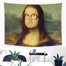 1pc Mona Lisa Funny Poster Tapestry, Durable Woven Polyester Wall Flag, Pop Art