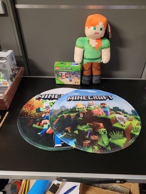 GROßES MINECRAFT SET '' STOFFPUPPE , MINI-TEPPICH , LEGO '' NEU , TOP 