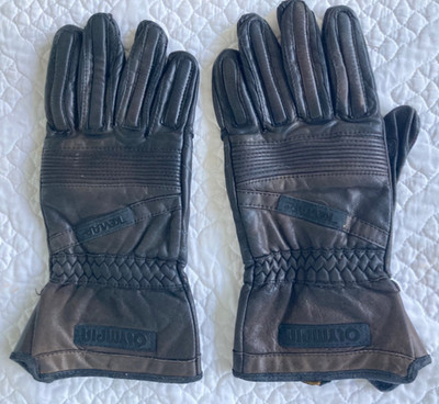 Olympia Black & Brown Leather BIKER with Kevlar Motorcycle Gloves in Men s L