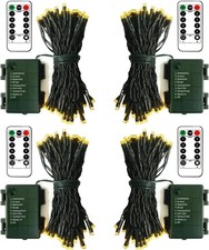 4 Pack Battery Operated String Lights 16.5 Ft Dark Green Wire 50 Led String Ligh