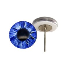 Pair Intense Blue Ice Human Glass Eyes On Wire Pin Posts Making Needle Felt