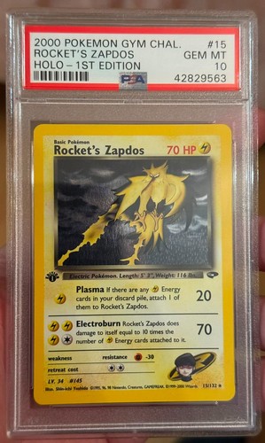 Rocket's Zapdos (1st Edition) graded PSA 10 for sale on eBay
