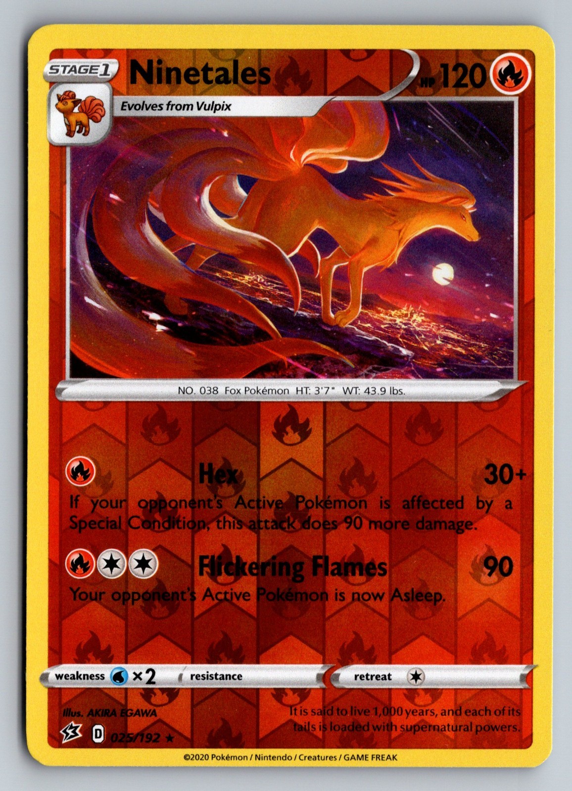 Ninetales 025/192 Rebel Clash Reverse Holo - MP