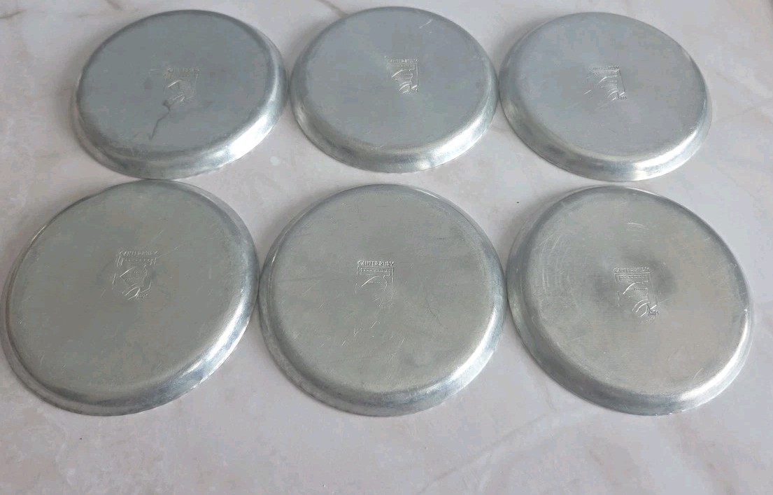 Vintage Aluminum Coasters Set of 6 Etched Decorative Drink Table Protectors