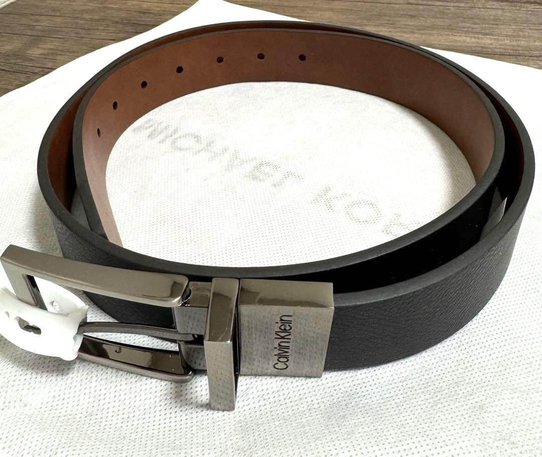 Calvin Klein Reversible Leather Belt Black Brown 1.4 Wide 43 Long