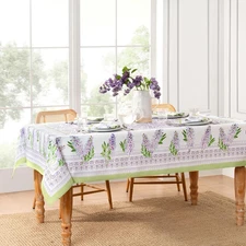 Home Fashions Lilac Garden Floral Spring/Summer Wrinkle Resistant Dining Tablecl