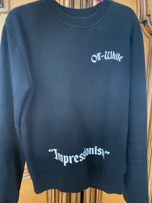 Off-White Sweater  Schwarz mit Pink Logo Sleeves & Graffiti Front Print Größe M